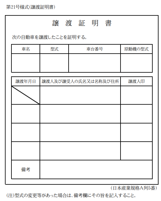 譲渡証明書